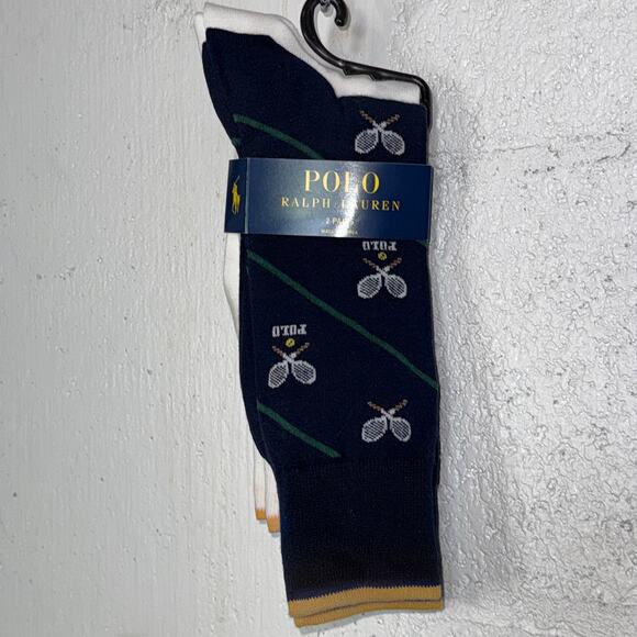 Polo Ralph Lauren Men's 2-Pk. Tennis Racquets Slack Socks - Navy 10-13 - Picture 1 of 8